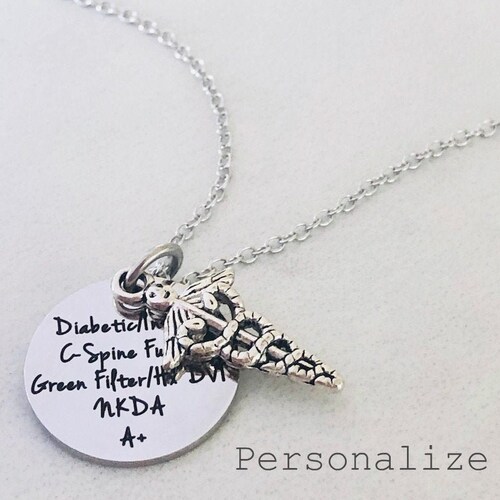 Medical Alert Necklacecustom Medical ID Etsy