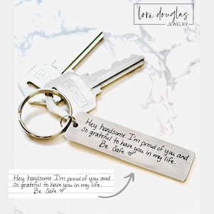 Engraved Handwriting, Engraved Handwriting Keychain, Engrave Your Handwriting, Handwriting Key Chain, Custom Engraving, Gift for Guy