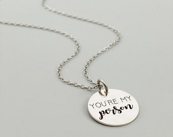 You're My Person, Engraved Charm, Bracelet, or Necklace. Sterling Silver, Stainless Steel, Laser Engraved Jewelry, You're My Person Jewelry