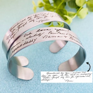 Engraved Handwriting Bracelet Personalized Jewelry in Gold, Silver or Rose Gold Stainless Steel image 2