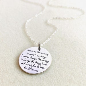 Serenity Prayer Necklace, Bracelet, or Charm. Engraved with the Serenity Prayer.