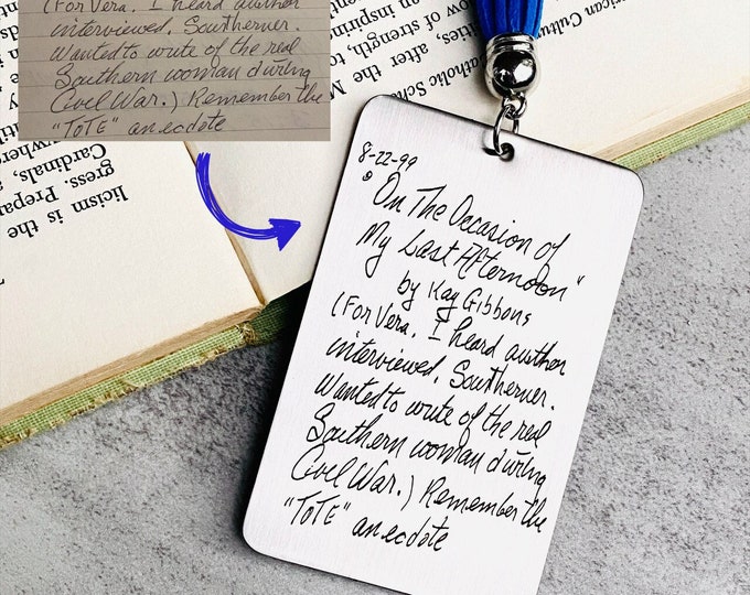 Create a Bookmark, Engrave Your Handwriting or Drawing, Personalized Bookmark, Custom Engraved Bookmark, Handwritten Bookmark