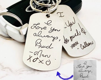 Custom Keychain, Engrave Your Drawing or Handwriting, Stainless Steel Engraved Keychain, Custom Engraving, Child's Drawing Keychain