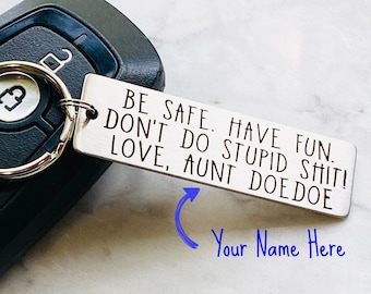 Don't Do Stupid Shit, Custom Engraved Keychain, Personalized Keychain, Metal Keychain, Engraved Gift, Gift for Guy, Personalized Gift