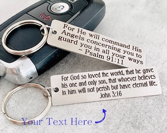 Bible Verse Keychain, Personalized Keychain, Metal Keychain, Engraved Keychain, Personalized Gift, Key chain, Key ring, Keyring, Home