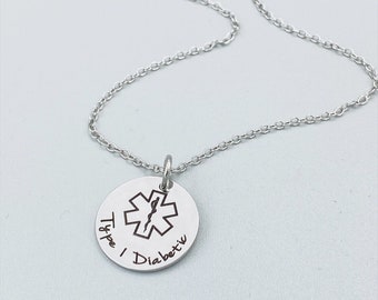 FaithHeart Collana di Allerta Medica per Uomo Donna Acciaio Inox Identificazione di Emergenza Dog Tag/Cuore/Ciondolo Moneta SOS Talismano Gioielli Salute Accessori Incisione Gratuita Bambini Famiglia
