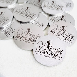 Custom Golf Ball Marker, 1 inch Silver Stainless Steel Round Marker with Engraved Logo or Tournament Graphic, Matte Silver Finish
