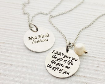 I Didn&#39;t Give You The Gift of Life, Life Gave Me The Gift of You, Gift for Step Daughter, Adoption Gift, Adoption Jewelry, Wedding Jewelry