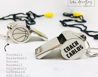 Personalized Coaches Whistle, Soccer, Football, P.E., Teacher Gift, End of Year Gift, Male Teacher Gift, Sports, Whistle, Gift for Coach
