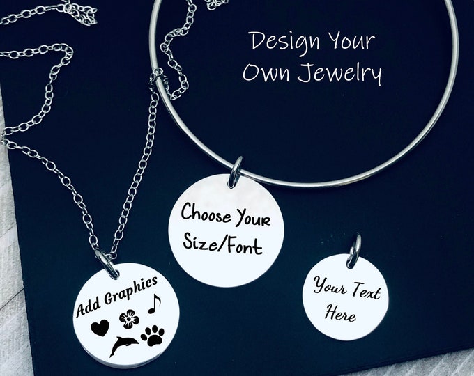 Personalized Jewelry, Engraved Charms, Sterling Silver Charms, Engraved
