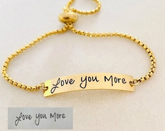 Custom Handwriting Bracelet - Personalized Gold Bracelet with Your Loved One's Handwriting - Unique Gift & Timeless Design