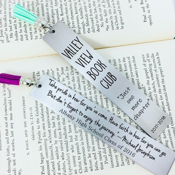 Design Your Own Engraved Bookmark, Personalized Bookmark, Custom Bookmark, Metal Bookmark, Teacher Gift, Tassel Bookmark