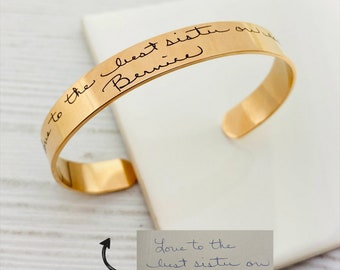 Engraved Handwriting, Handwriting Bracelet, Handwriting Jewelry, Rose Gold Bracelet, Signature Bracelet, Custom Engraving, Handwritten Gift