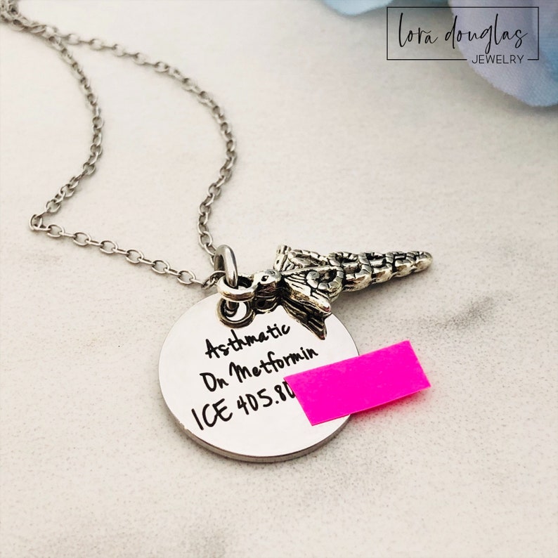 Medical Alert Necklace Personalized Medical Alert Medical Etsy