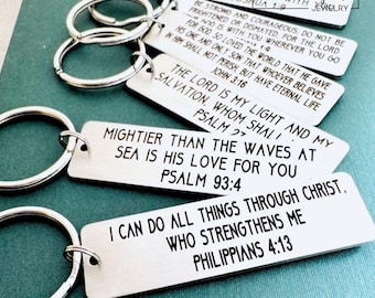Personalized Bible Verse Keychain, Custom Scripture Keychain, Christian Encouragement Gift, Stainless Steel Religious Gift for Friend