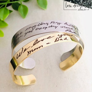 Engraved Handwriting Bracelet Personalized Jewelry in Gold, Silver or Rose Gold Stainless Steel image 3