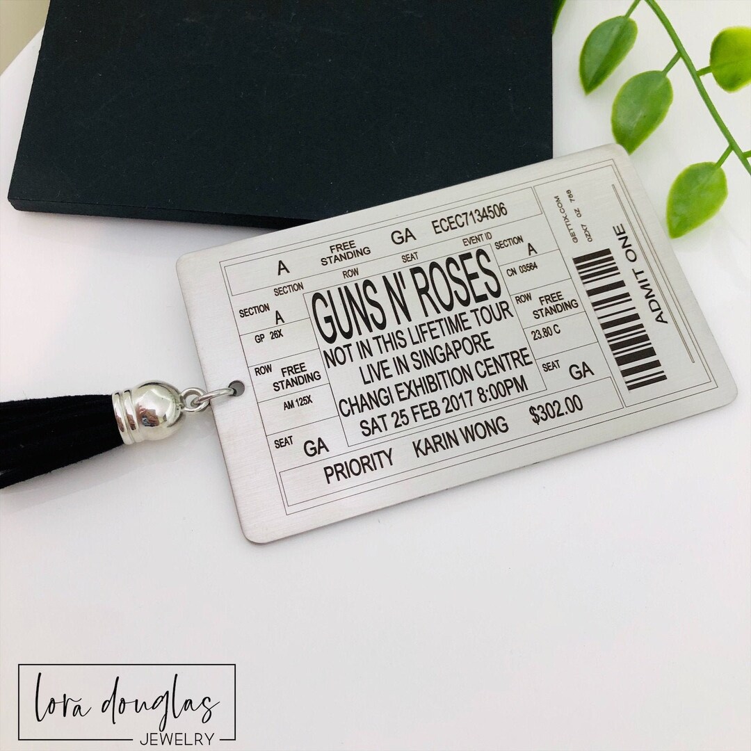 Concert Ticket Bookmark, Silver Stainless Steel Tassel Bookmark ...