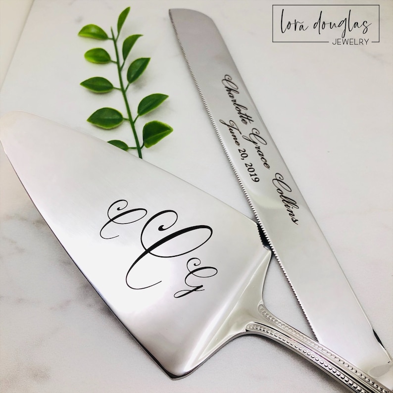 Engraved Knife Set Birthday Knife Cake Knife Pie Server Etsy