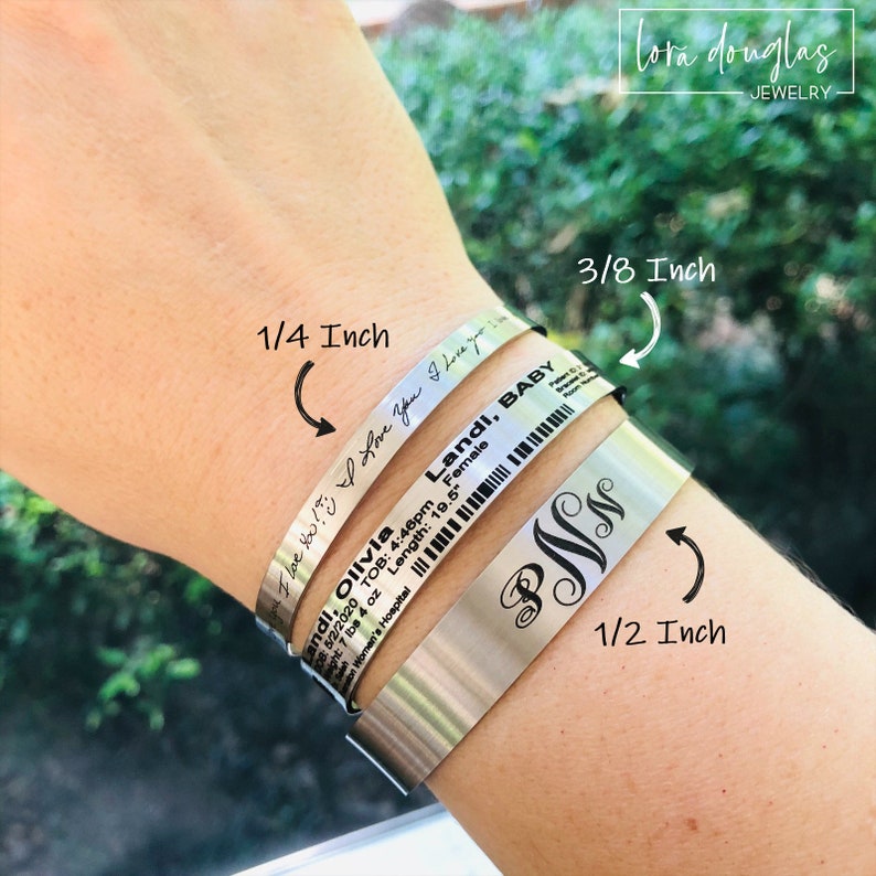 Engraved Handwriting Bracelet Personalized Jewelry in Gold, Silver or Rose Gold Stainless Steel image 8