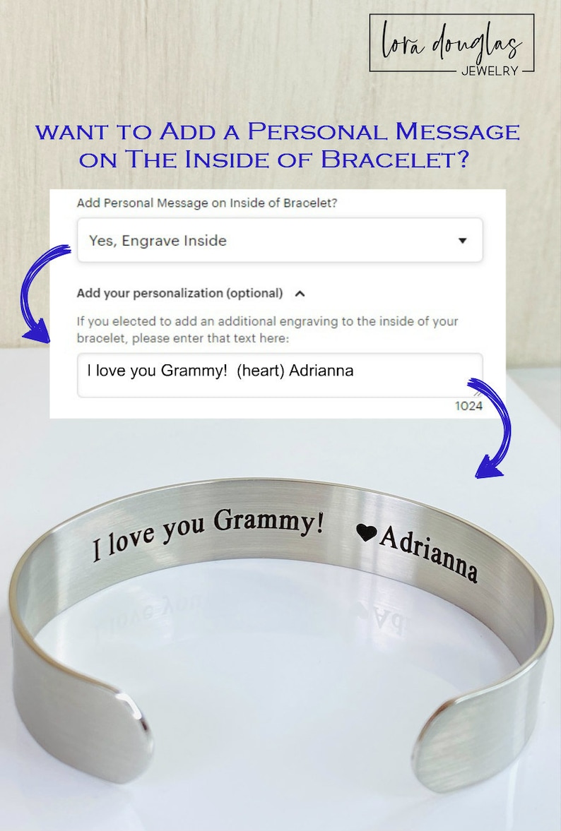 Engraved Handwriting Bracelet Personalized Jewelry in Gold, Silver or Rose Gold Stainless Steel image 10