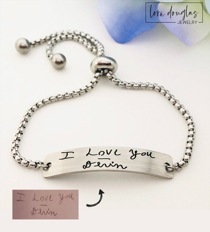 engraved handwriting bracelets