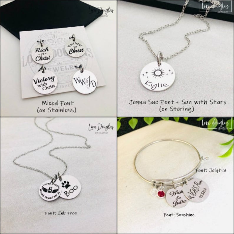 Personalized Engraved Jewelry Engraved Charms Sterling Etsy
