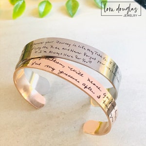 Engraved Handwriting Bracelet Personalized Jewelry in Gold, Silver or Rose Gold Stainless Steel image 4