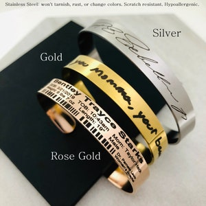 Engraved Handwriting Bracelet Personalized Jewelry in Gold, Silver or Rose Gold Stainless Steel image 9