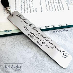 Engraved Metal Bookmark, Personalized Stainless Steel Bookmark with Your Choice of Font and Tassel Color, Teacher Gift, Reader Gift image 3