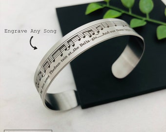 Sheet Music Bracelet, Personalized Sheet Music Bracelet, Custom Sheet Music Bracelet, Sheet Music Jewelry, Recital Gift, Music, 1/2" Width