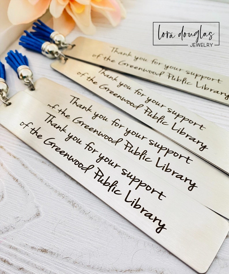 Design Your Own Engraved Bookmark, Personalized Bookmark, Custom Bookmark, Metal Bookmark, Teacher Gift, Tassel Bookmark image 2