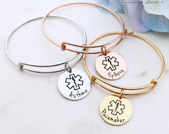 Personalized Medical ID Bracelet, Custom Medical Alert Jewelry, Allergy Medication Emergency ID