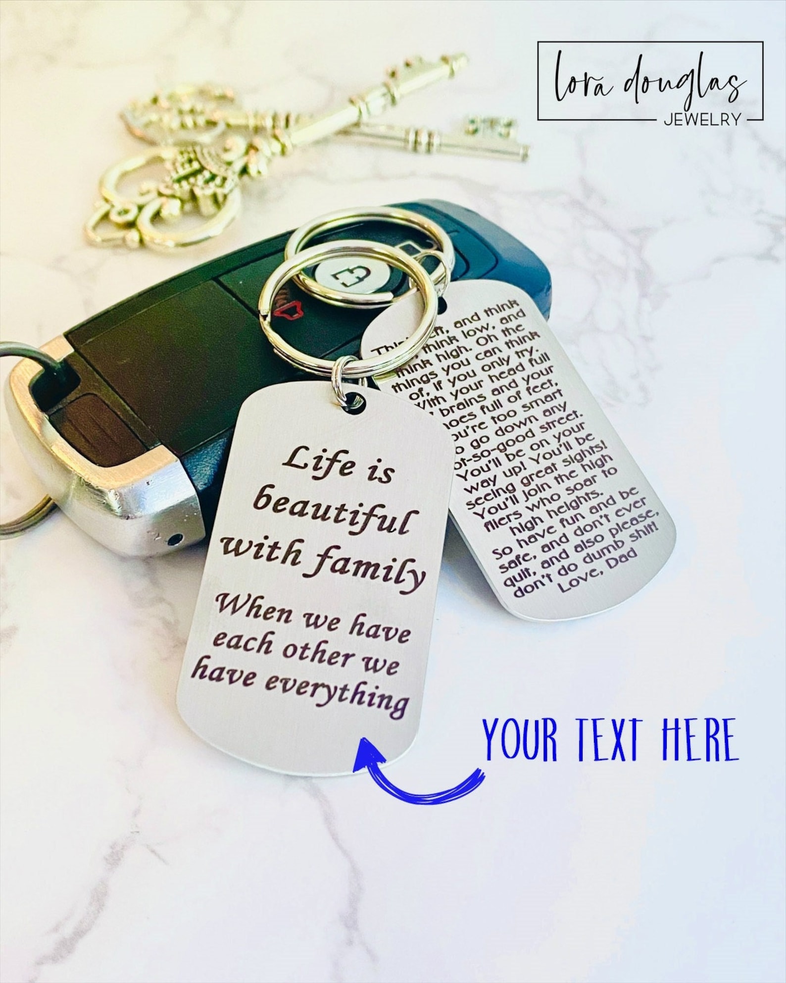 Custom Engraved Keychain Personalized Keychain Engraved Etsy
