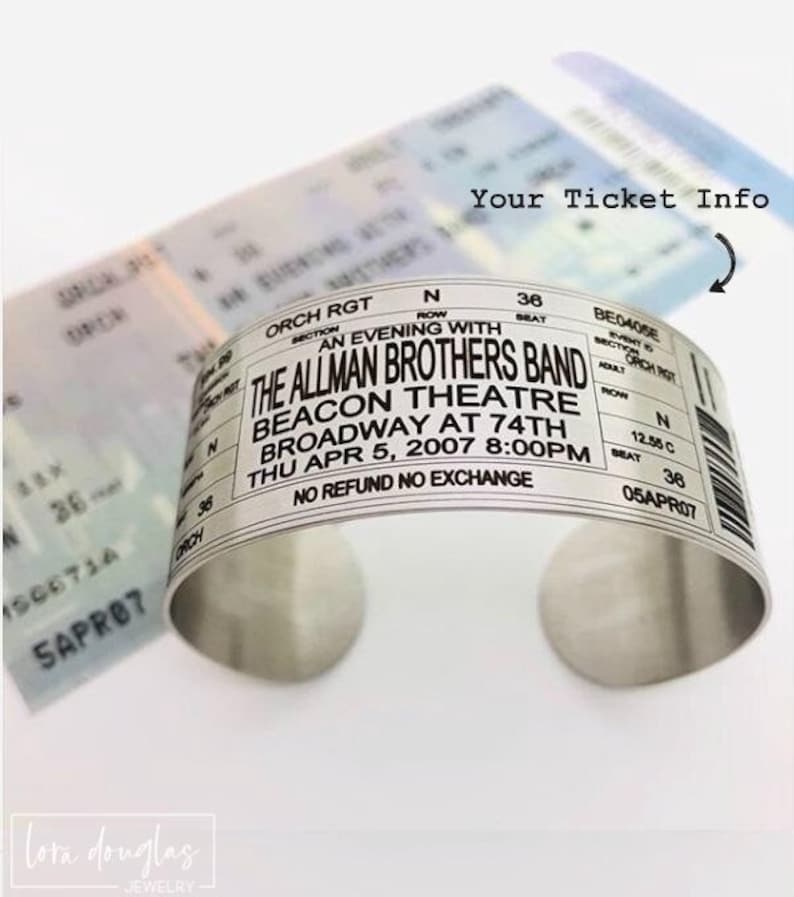 Concert Ticket Bracelet, Personalized Concert Ticket Bracelet, Concert Bracelet, Ticket Bracelet, Concert Arm Band, Music, Memorbilia image 4