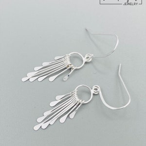 Sterling Silver Fringe Paddle Earrings, Sterling Silver Earrings, Paddle Earrings, Dangle Earrings, Sterling Silver Jewelry, Fringe Earrings image 3