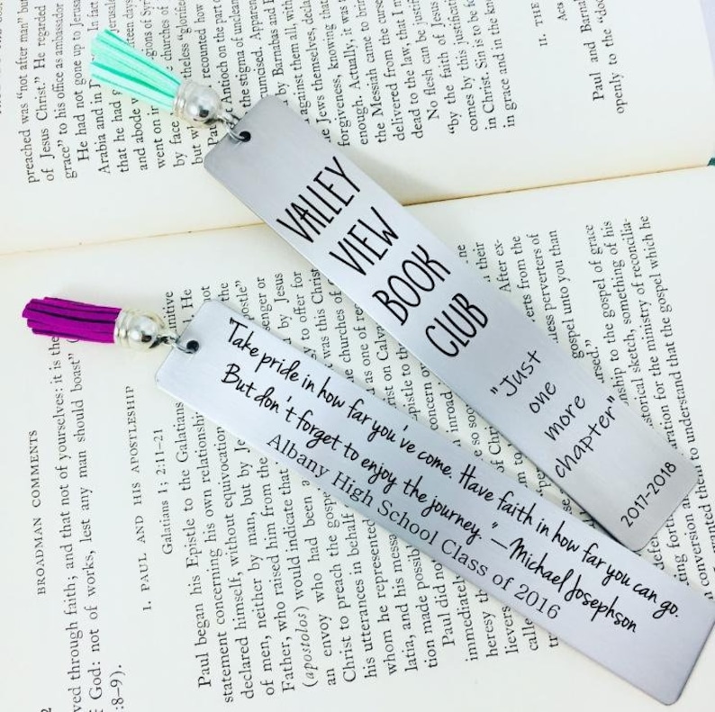 Design Your Own Engraved Bookmark, Personalized Bookmark, Custom Bookmark, Metal Bookmark, Teacher Gift, Tassel Bookmark image 1