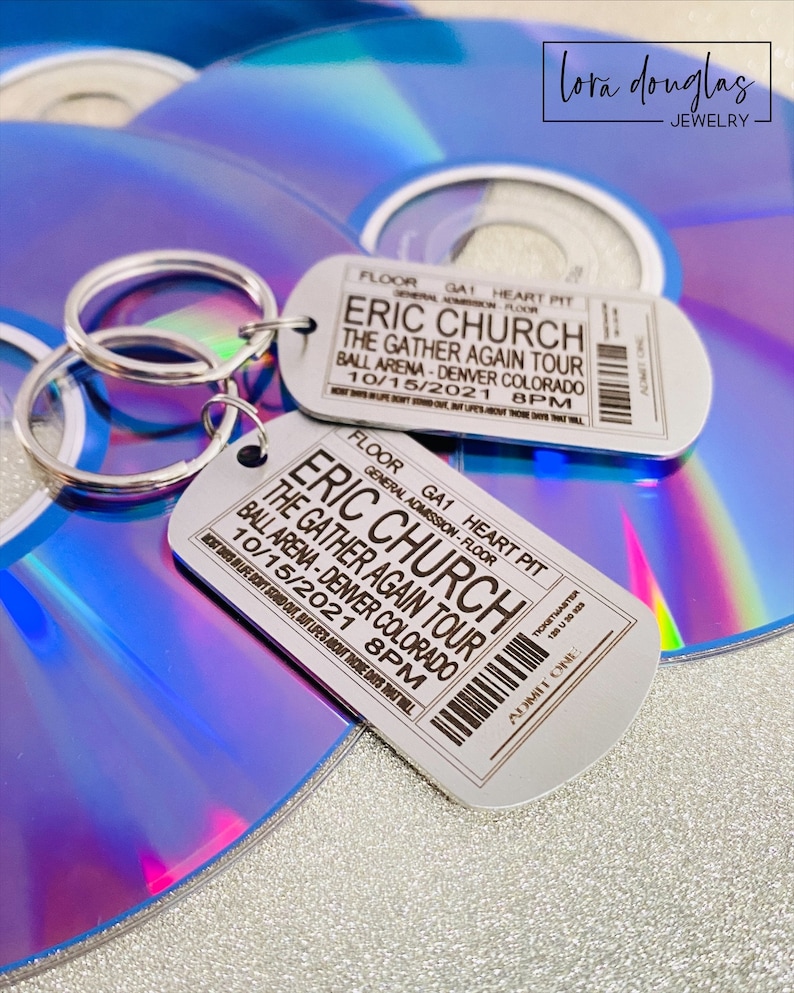 Concert Ticket Keychain, Personalized Concert Ticket, Ticket Stub Keychain, Concert Ticket, Memorabilia, Your Ticket Engraved on a Keychain image 2