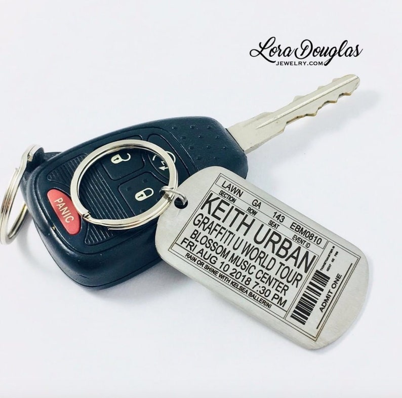 Concert Ticket Keychain, Personalized Concert Ticket, Ticket Stub Keychain, Concert Ticket, Memorabilia, Your Ticket Engraved on a Keychain image 3