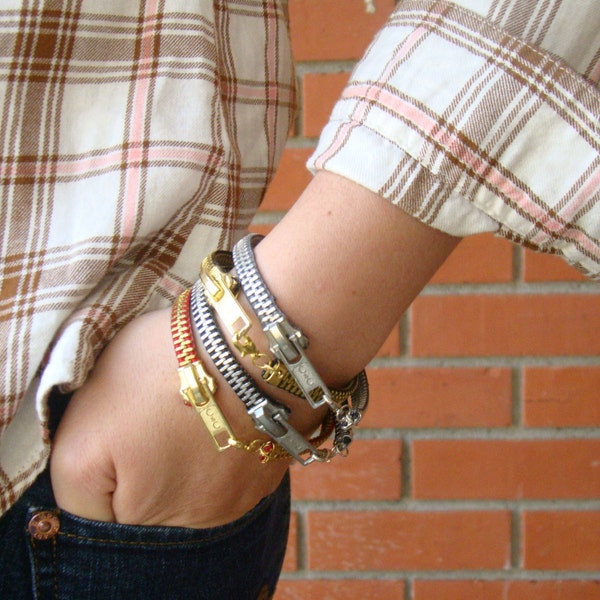 Zipper Bracelets, Metal Zipper Bracelet, Gold Zipper Bracelet, Silver Zipper Bracelet, Zipper Bracelet, (Sold Seperately)