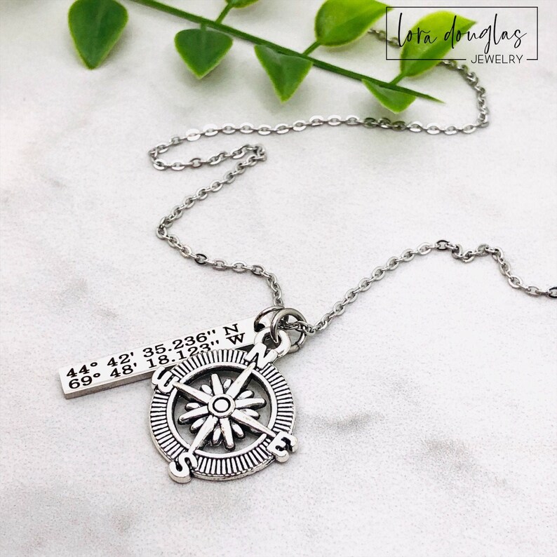 Coordinates Necklace Latitude Longitude Jewelry Compass Jewelry Latitude Longitude Necklace Compass Necklace Coordinates Jewelry
