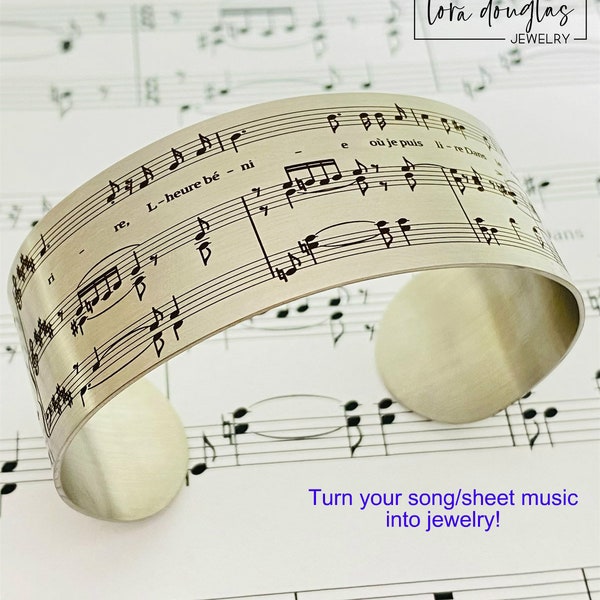 Sheet Music Bracelet, Personalized Sheet Music Bracelet, Custom Sheet Music Bracelet, Sheet Music Jewelry, Recital Gift, Music, Piano