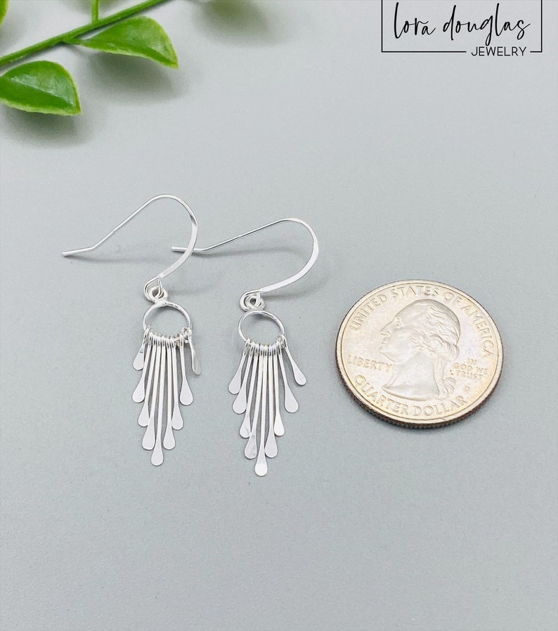 Sterling Silver Fringe Paddle Earrings, Sterling Silver Earrings, Paddle Earrings, Dangle Earrings, Sterling Silver Jewelry, Fringe Earrings image 4