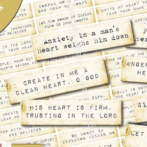 Scripture Stickers, Vintage Ephemera, Bible Journaling Printable, Cheap Scrapbook Supplies, Card Embellishments, Junk Journal, Digital, PDF