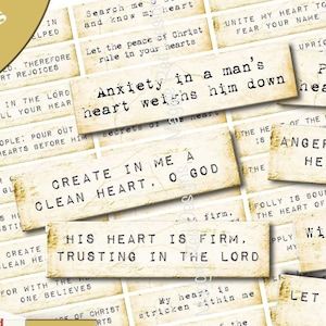 Scripture Stickers, Vintage Ephemera, Bible Journaling Printable, Cheap Scrapbook Supplies, Card Embellishments, Junk Journal, Digital, PDF image 1