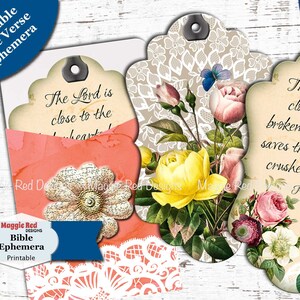 Floral Psalms Junk Journal Kit: Scripture Cards, Tags, Pocket, (PDF) image 1