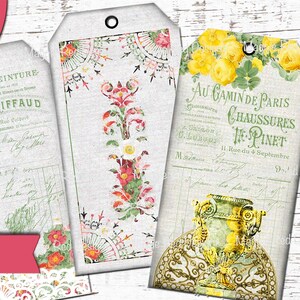 Junk Journal Kit, Ephemera Printable, Supplies, Vintage, Scrapbook, Cards, Tags, Pages, Pockets, PDF, France, Flowers, Digital Download