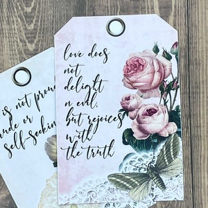 Shabby Chic Prayer Journal Tags: Floral Bible Verse Ephemera (Digital Download)
