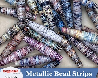 Metallic Papier Bead Strips: DIY Schmuckherstellung (PDF, PNG)