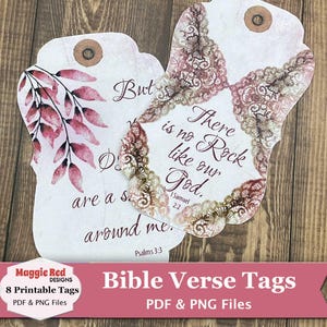 Winter Woodland Bible Verse Tags: Junk Journal Ephemera (PNG File, PDF Printable), (Cricut Files)