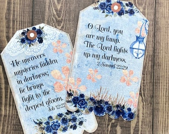 Bible Verse Journaling Tags: Floral Christian Ephemera (PNG Files, Cricut Files)